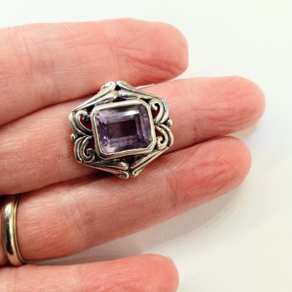 Sterling Amethyst Ring 7 1/2 February Birthstone - Picture 2 of 5